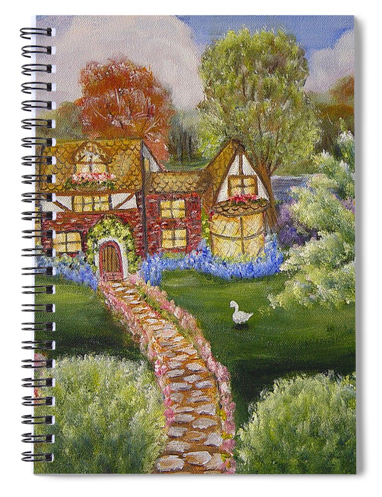 Landscape Spiral Notebook featuring the painting Manor of Yore by Quwatha Valentine