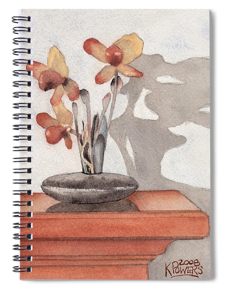 Flower Spiral Notebook featuring the painting Mantel Flowers by Ken Powers