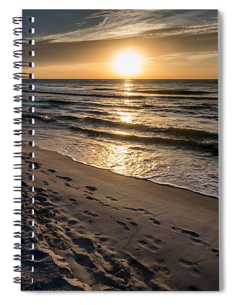 Alabama Spiral Notebook featuring the photograph Many Footprints on the Beach by Michael Thomas