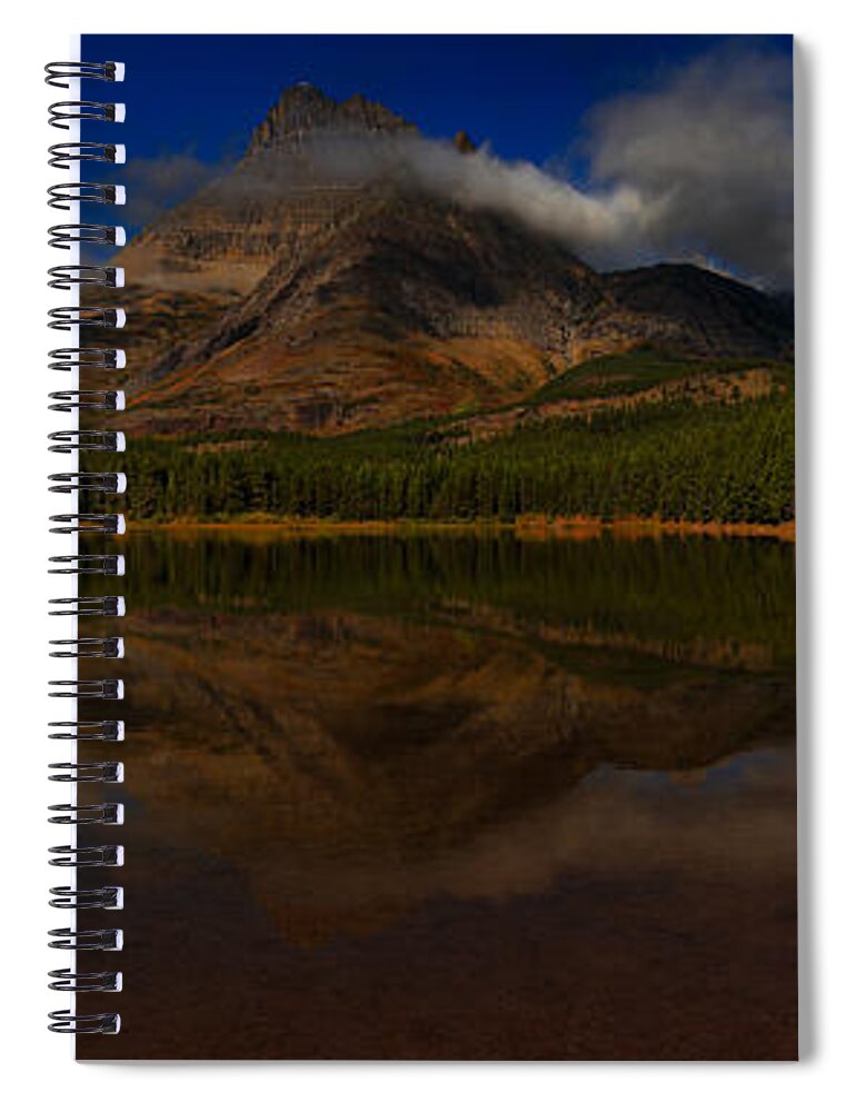 Many Glacier Spiral Notebook featuring the photograph Many Glacier Fisher Cap Panorama by Adam Jewell