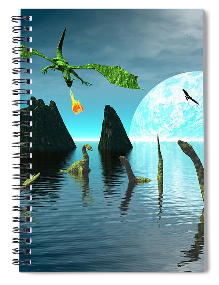 Bryce 3d Fantasy Dragon Monsters Scifi Spiral Notebook featuring the digital art Marauder by Claude McCoy