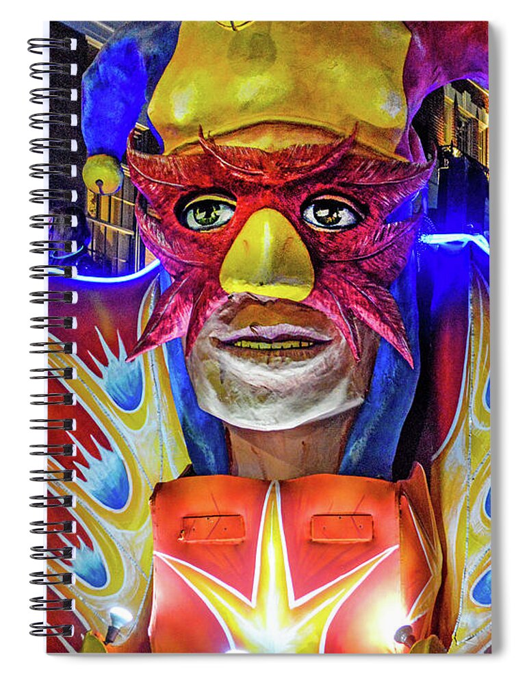 Mobile Spiral Notebook featuring the digital art Mardi Gras Mask Float by Michael Thomas