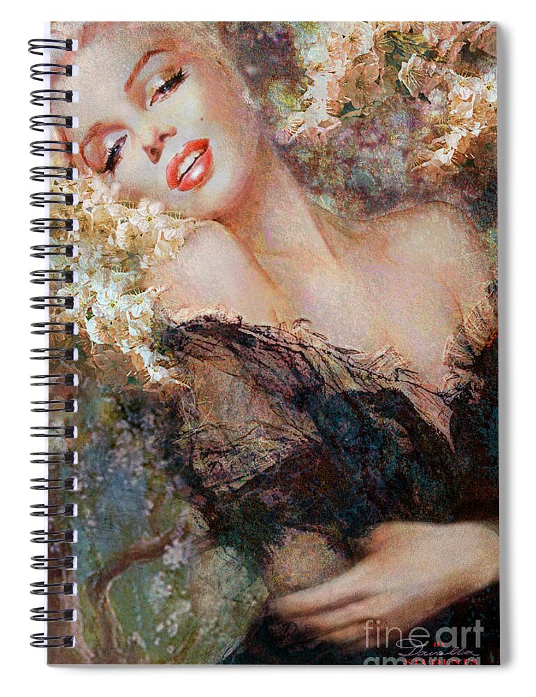 Theo Danella Spiral Notebook featuring the painting Marilyn Cherry Blossom by Theo Danella