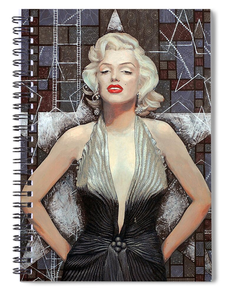 Marilyn Monroe Spiral Notebook featuring the painting Marilyn Monroe, Old Hollywood, celebrity art, famous woman, brightest blonde by Julia Khoroshikh