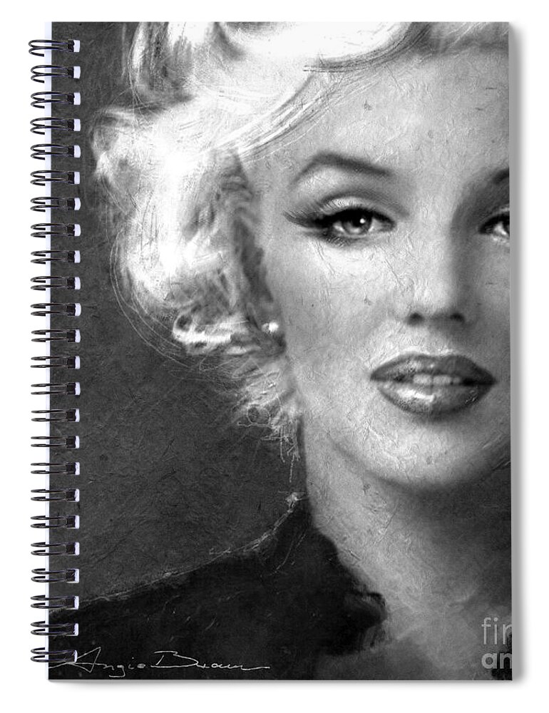 Angie Braun Spiral Notebook featuring the painting Marilyn Soft bw by Angie Braun