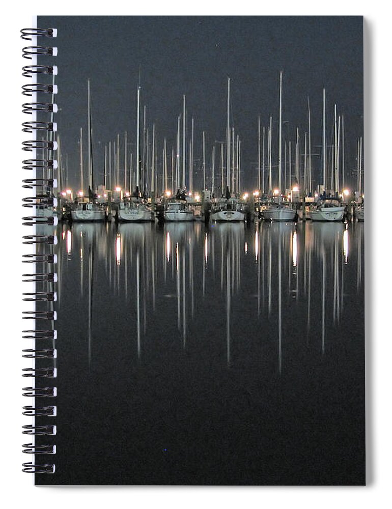 Night Spiral Notebook featuring the photograph Marina at Night by Farol Tomson