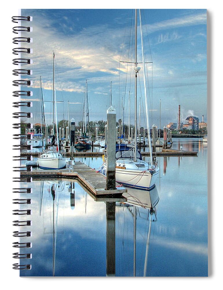 Fernandina Spiral Notebook featuring the photograph Marina Sunrise by Farol Tomson