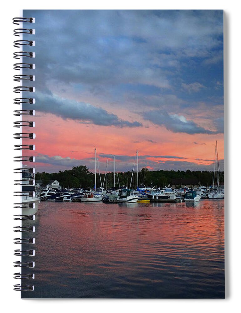 Sunset Spiral Notebook featuring the photograph Marina Sunset Back Glow by David T Wilkinson