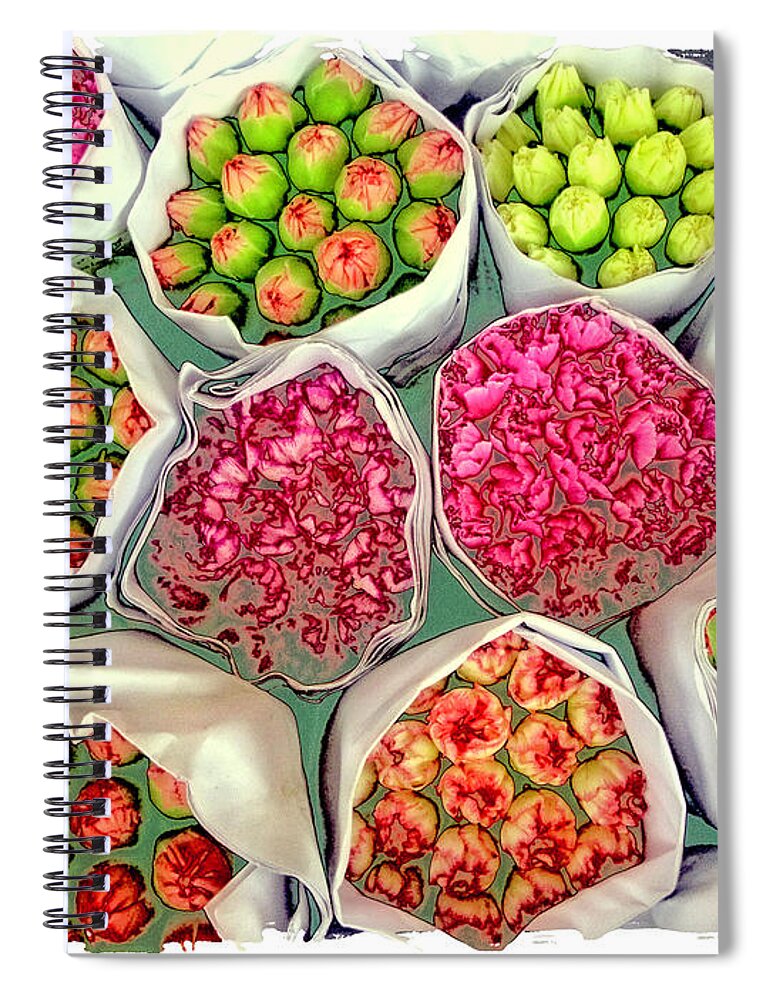 China Spiral Notebook featuring the photograph Market Flowers - Hong Kong by Marla Craven