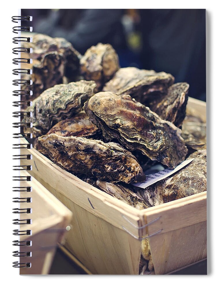 Oysters Spiral Notebook featuring the photograph Market Fresh Oysters by Heather Applegate