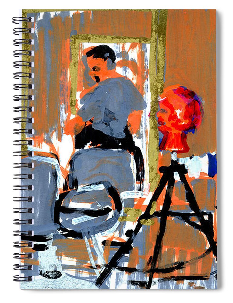 Hair Dresser Spiral Notebook featuring the painting Mark's Salon by Candace Lovely
