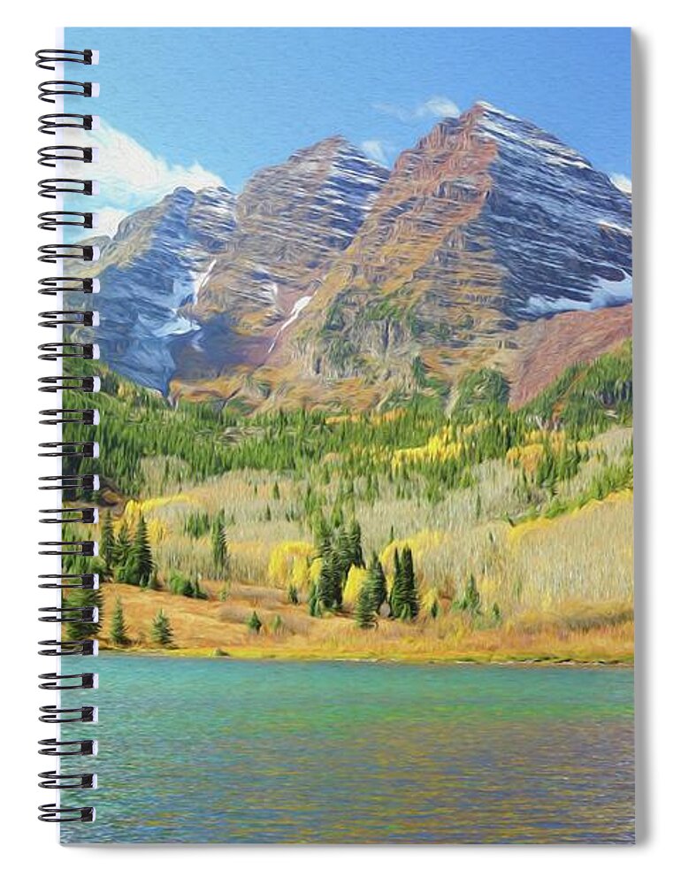 Colorado Spiral Notebook featuring the photograph The Maroon Bells Reimagined 2 by Eric Glaser