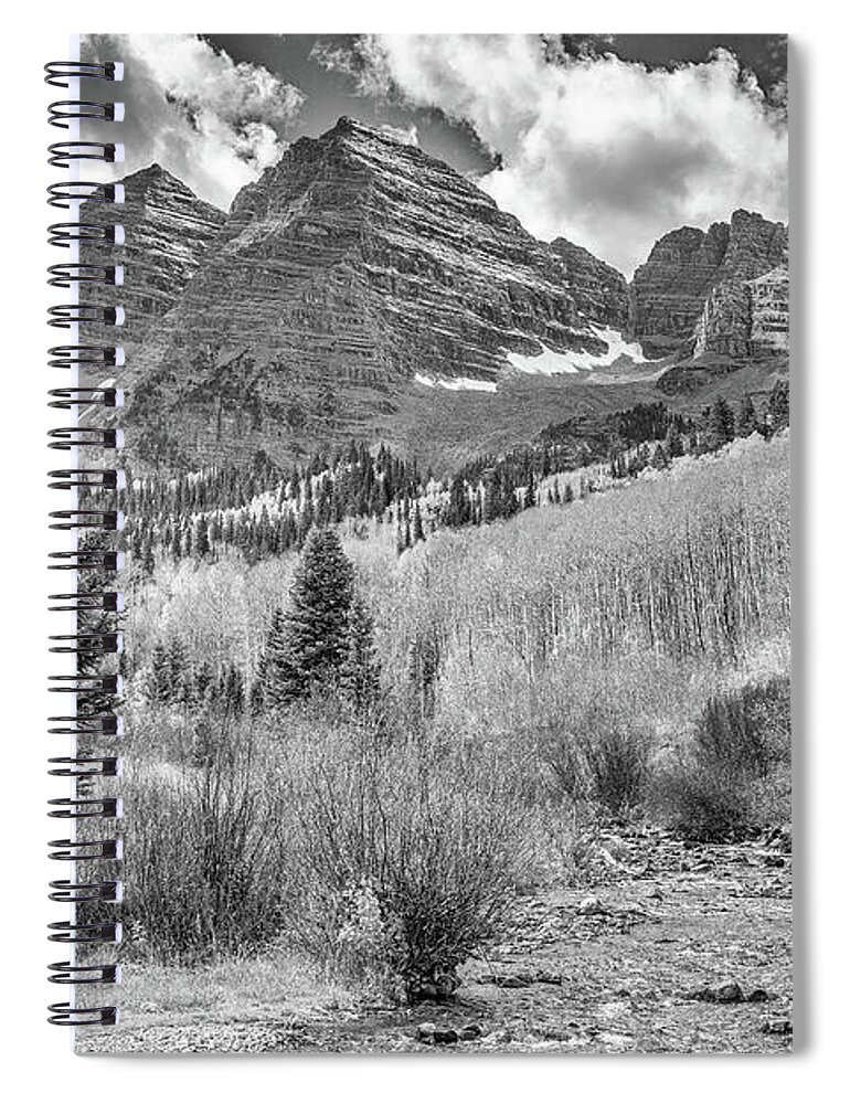 Colorado Spiral Notebook featuring the photograph Maroon Creek Monochrome by Eric Glaser