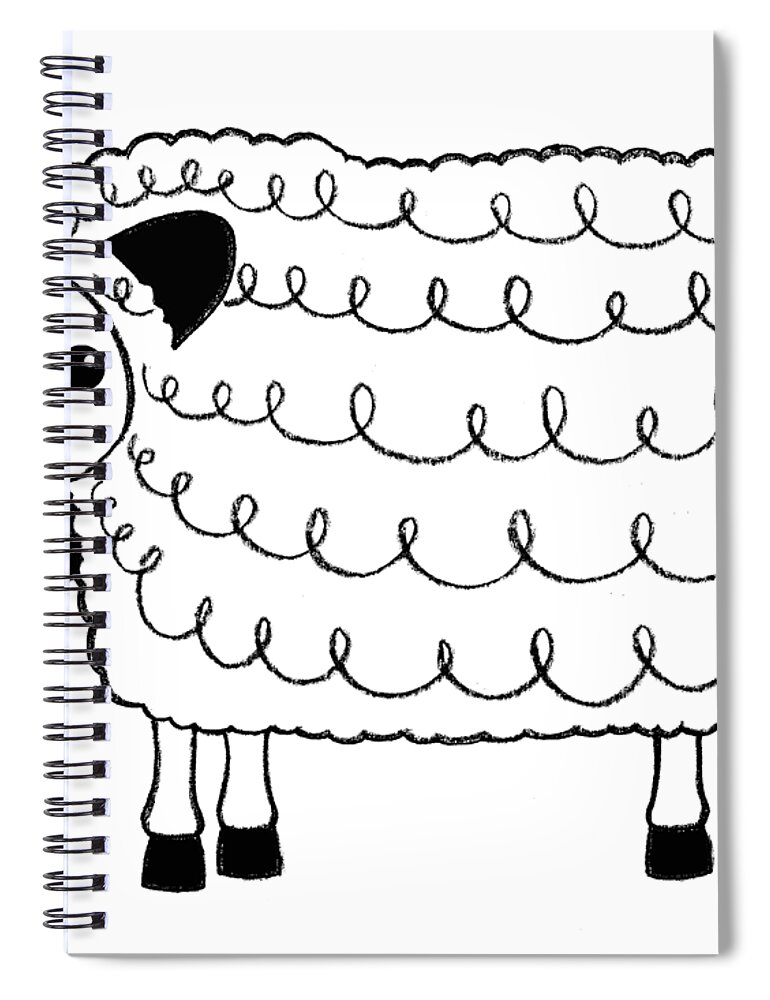 Sheep Spiral Notebook featuring the digital art Marshmallow the sheep by Lucia Stewart