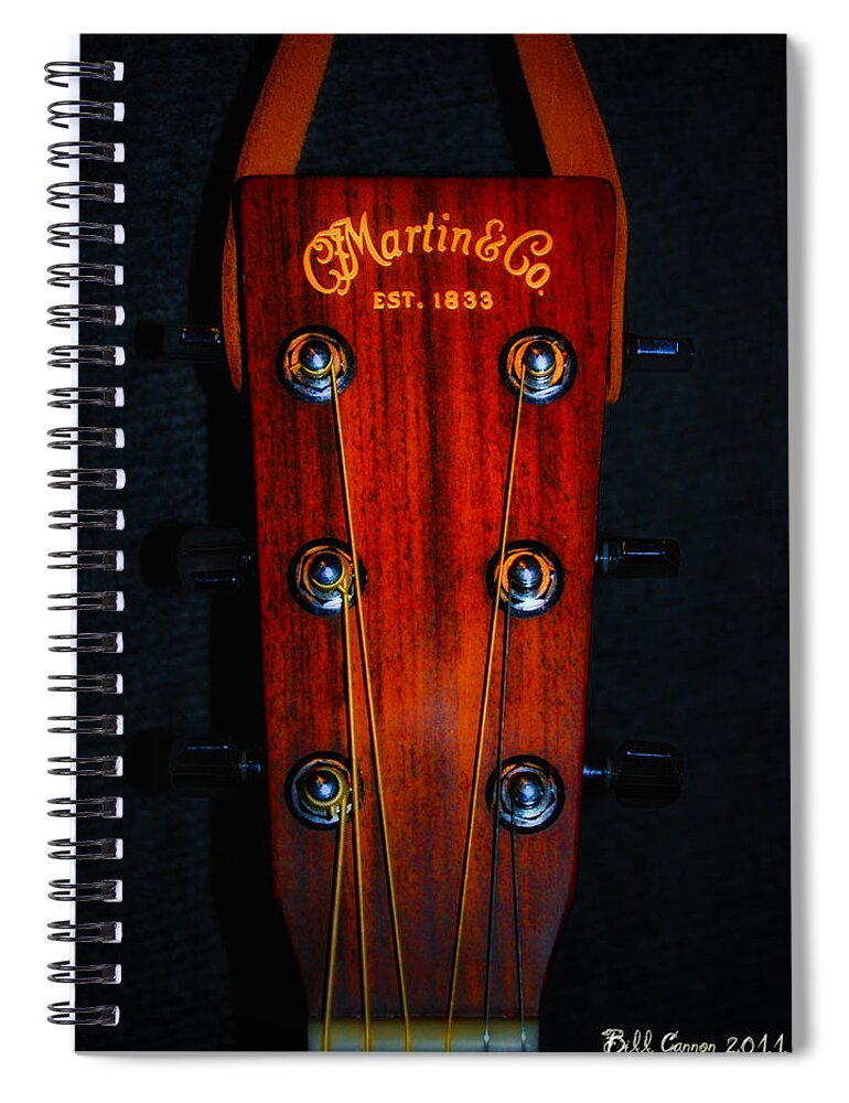 Martin Spiral Notebook featuring the photograph Martin and Co. Headstock by Bill Cannon