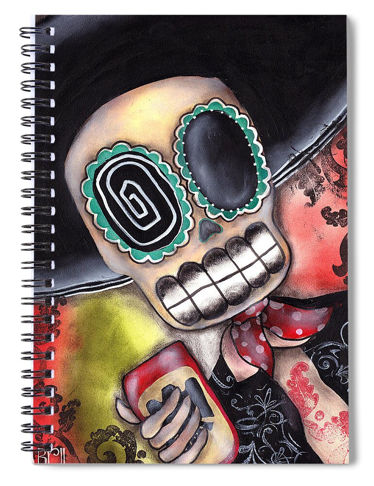Mariachi Spiral Notebook featuring the painting Martin Mariachi by Abril Andrade
