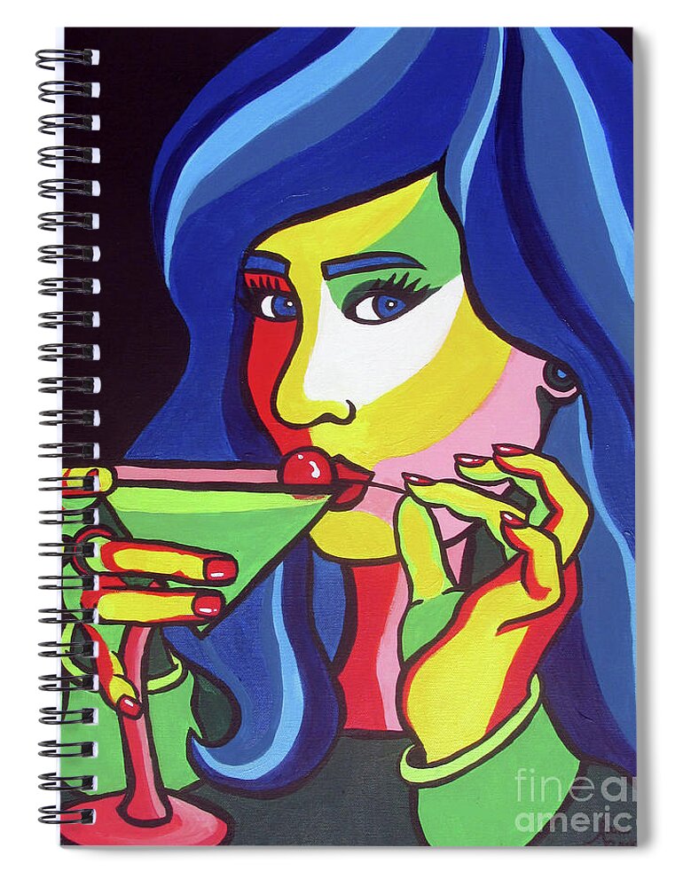 Martini Spiral Notebook featuring the painting Martini Time by Sara Becker