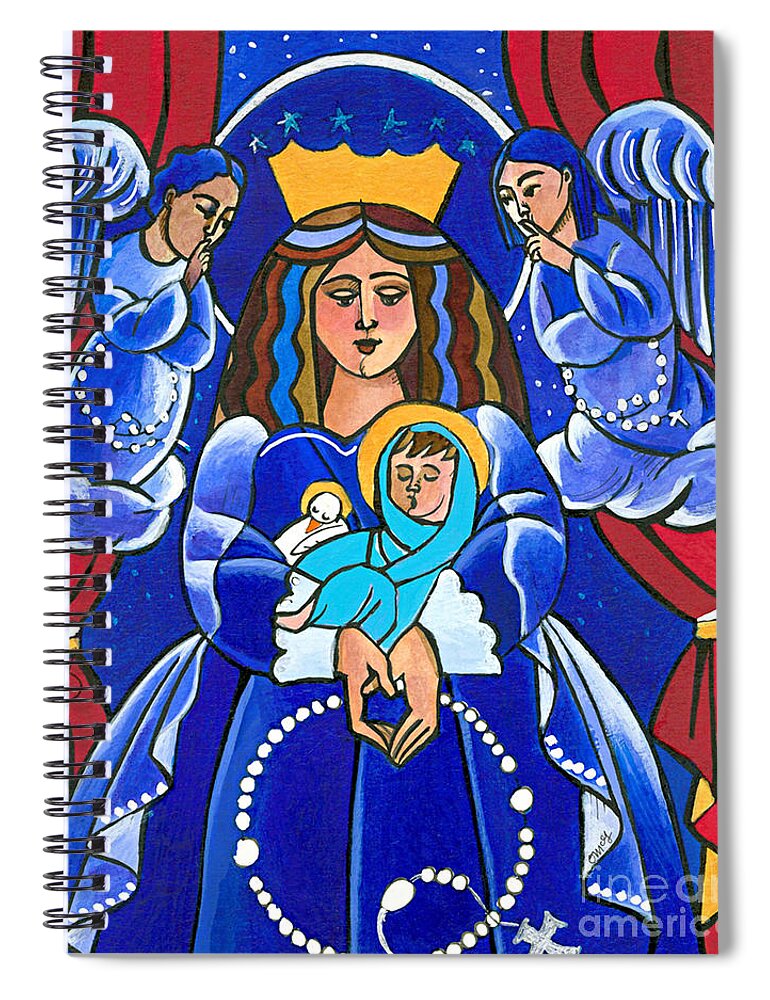 Mary Spiral Notebook featuring the painting Mary, Queen of Heaven - MMQUE by Br Mickey McGrath OSFS