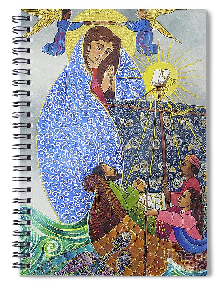 Mary Spiral Notebook featuring the painting Mary, Queen of the Apostles - MMQAP by Br Mickey McGrath OSFS