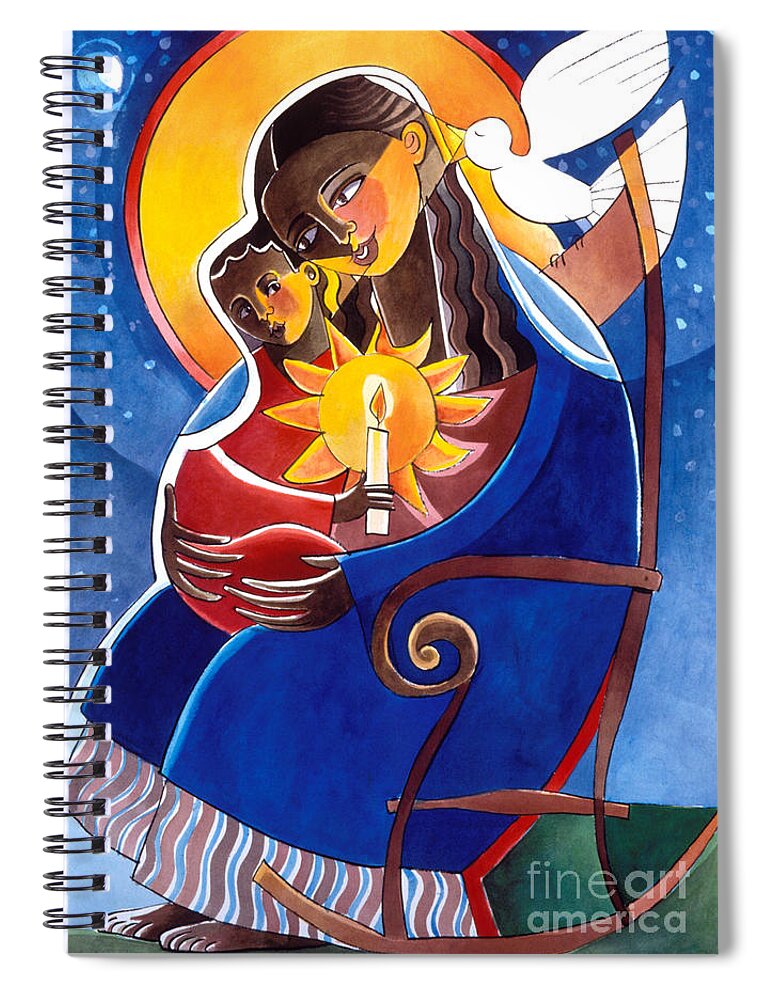Mary Spiral Notebook featuring the painting Mary, Seat of Wisdom - MMWIS by Br Mickey McGrath OSFS