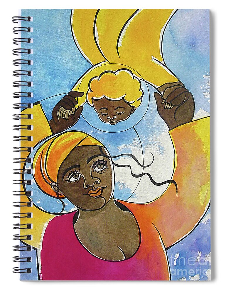 St. Joseph And Son Spiral Notebook featuring the painting Mary, Source of our Joy - MMJOY by Br Mickey McGrath OSFS