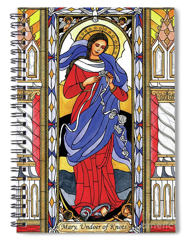 Mary Spiral Notebook featuring the painting Mary, Undoer of Knots by Brenda Nippert