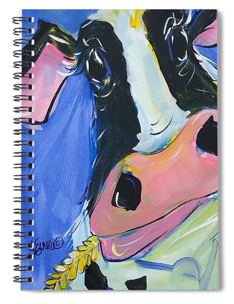 Cow Spiral Notebook featuring the painting Maryanne by Terri Einer