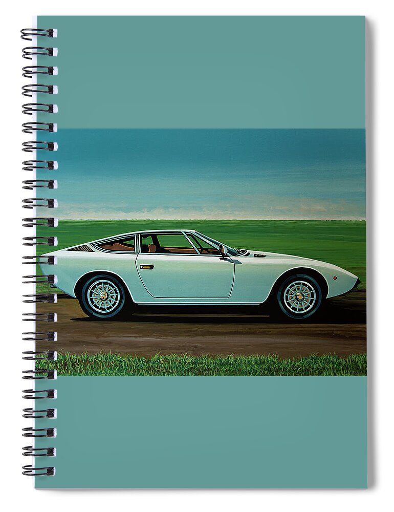 Maserati Khamsin Spiral Notebook featuring the painting Maserati Khamsin 1974 Painting by Paul Meijering