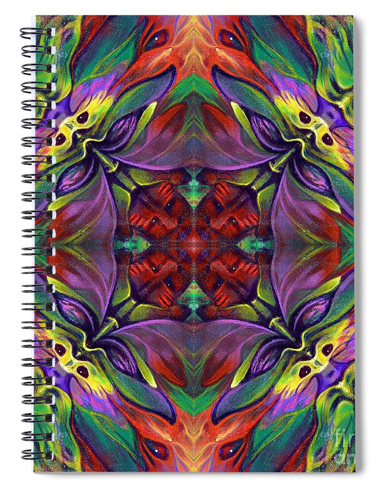 Rorshach Spiral Notebook featuring the painting Masqparade Tapestry 7D by Ricardo Chavez-Mendez