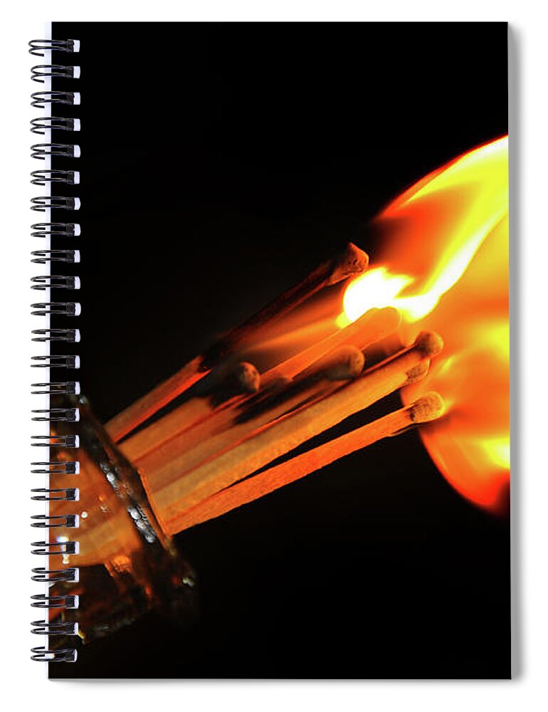 Matchstick Inferno Spiral Notebook featuring the photograph Matchstick Inferno 2 by Andee Design