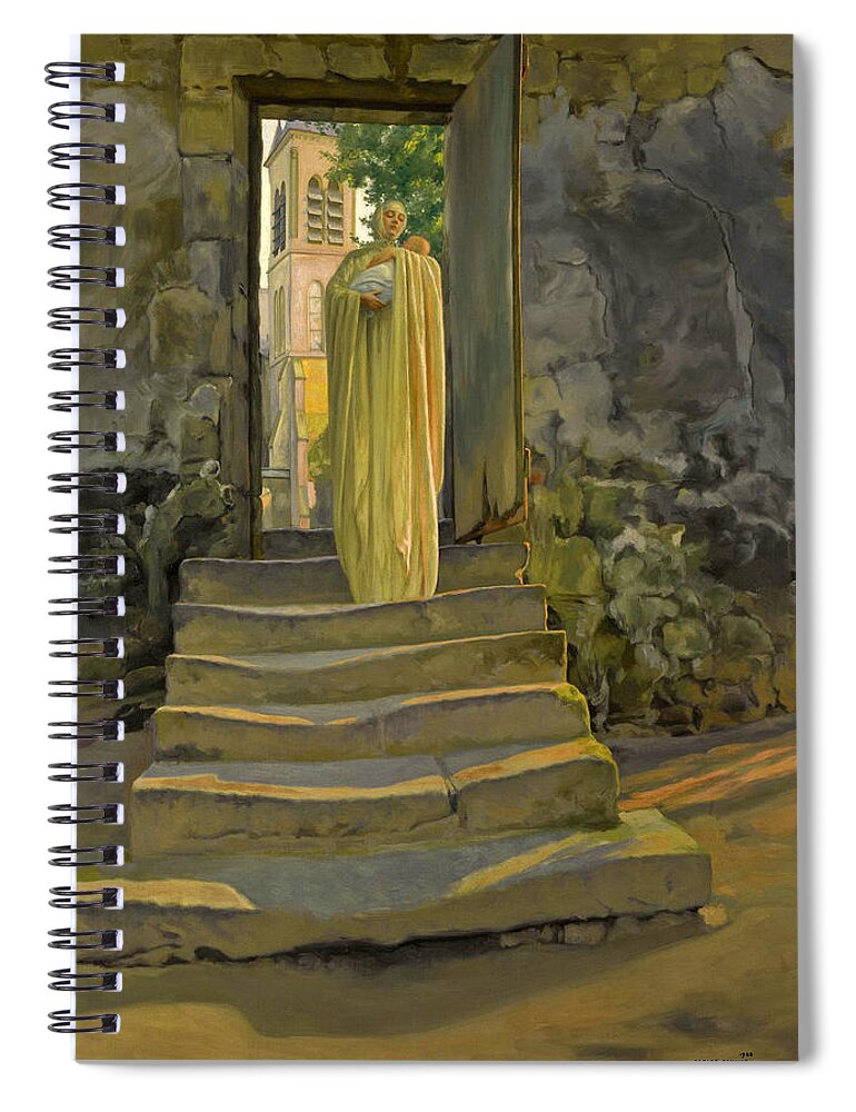Carlos Schwabe Spiral Notebook featuring the painting Maternity by Carlos Schwabe