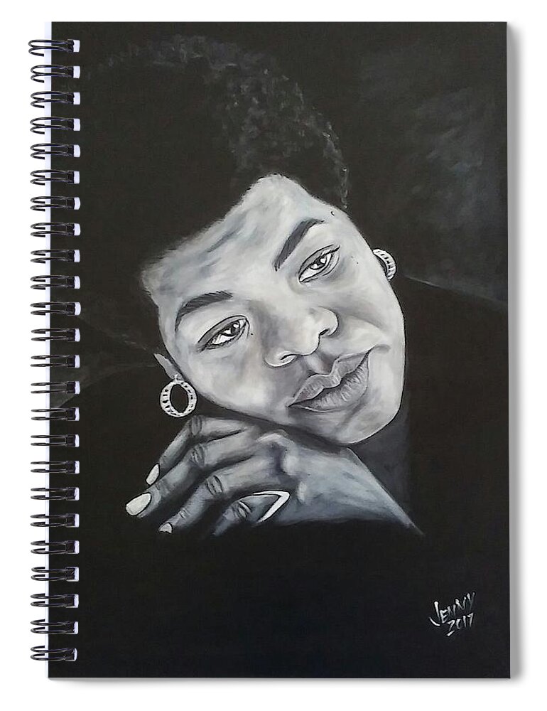 Maya Angelou Spiral Notebook featuring the painting Maya by Jenny Pickens