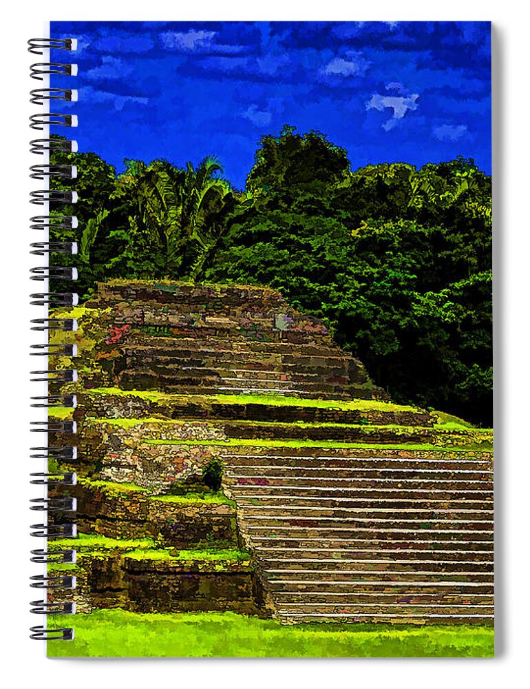 Photo Art Spiral Notebook featuring the photograph Mayan Temple by Ken Frischkorn