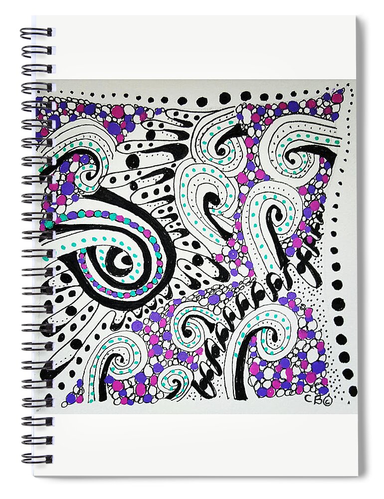 Zentangle Spiral Notebook featuring the drawing Maze by Carole Brecht