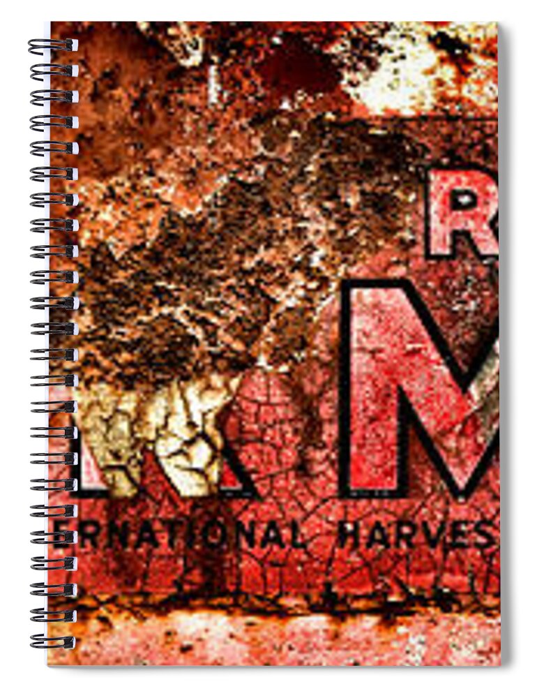 Mccormick Spiral Notebook featuring the photograph McCormick Farmall Grunge Logo by Olivier Le Queinec