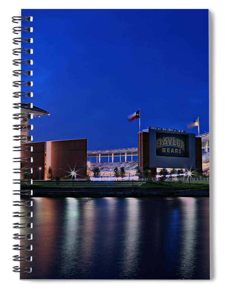 #baylornation Spiral Notebook featuring the photograph McLane Stadium Evening by Stephen Stookey