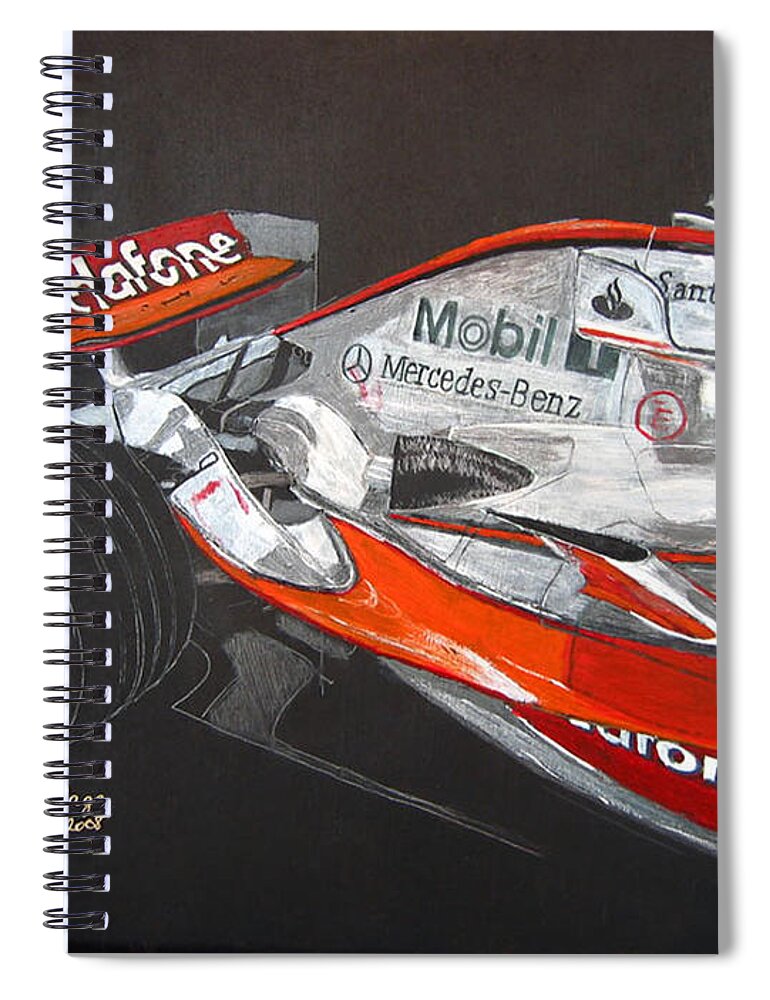 Mclaren Spiral Notebook featuring the painting McLaren F1 Alonso by Richard Le Page