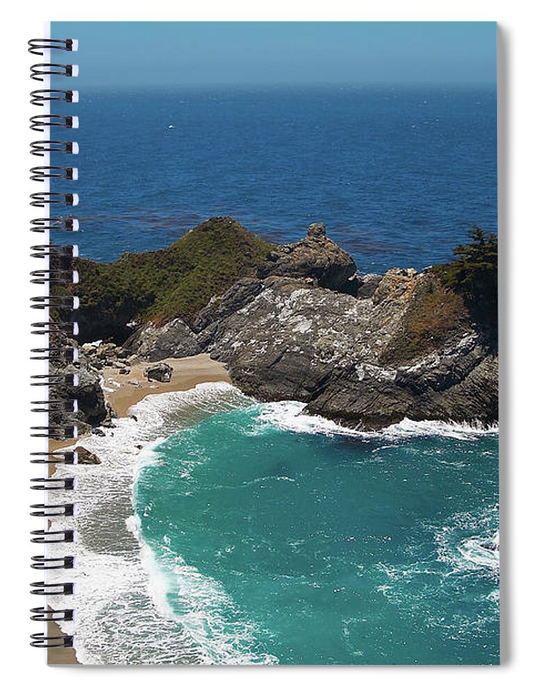 Landscape Spiral Notebook featuring the photograph McWay Falls in Big Sur by Charlene Mitchell