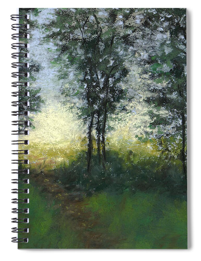 Landscape Spiral Notebook featuring the painting Meadow at Dawn by Ginny Neece