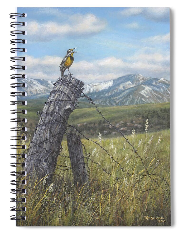 Meadowlark Spiral Notebook featuring the painting Meadowlark Serenade by Kim Lockman