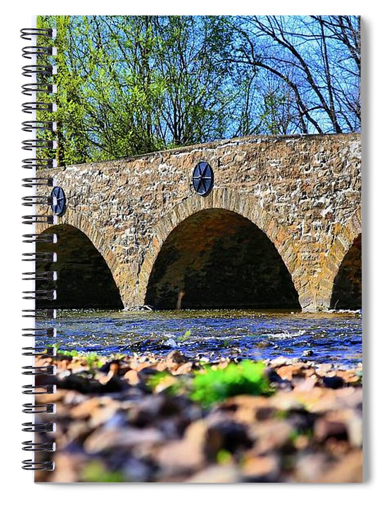Crossing Spiral Notebook featuring the photograph Meadows Road Bridge by DJ Florek