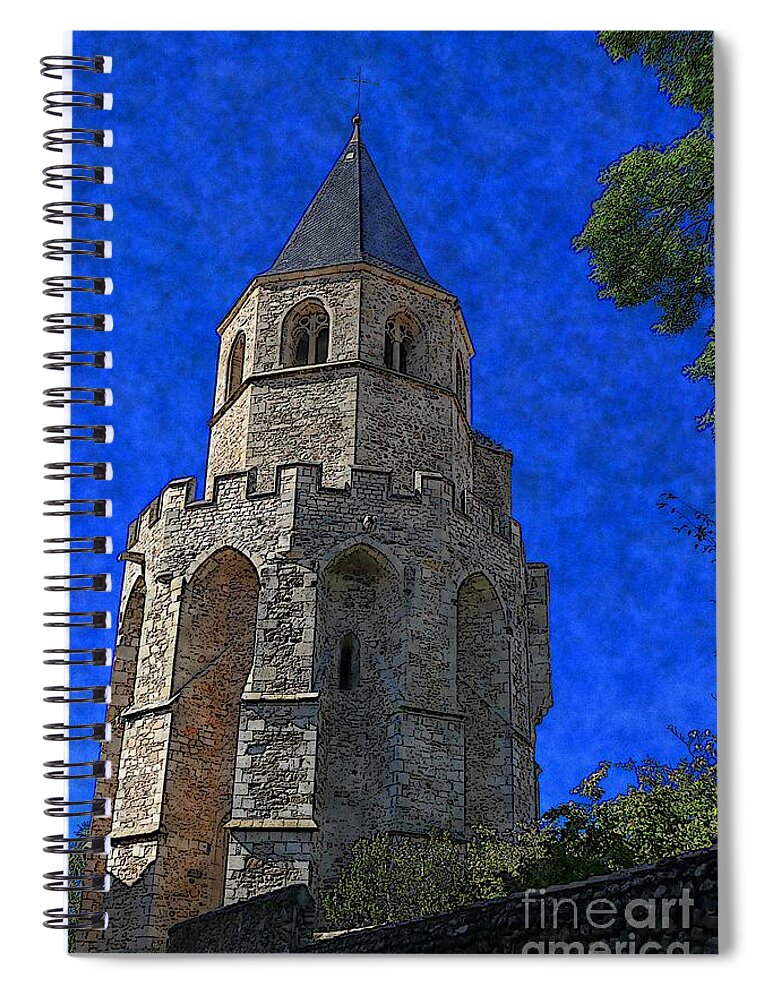 Angel Spiral Notebook featuring the digital art Medieval Bell Tower 2 by Jean Bernard Roussilhe