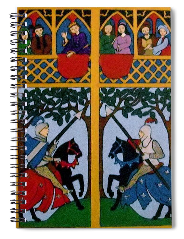 Knights Spiral Notebook featuring the painting Medieval Scene by Stephanie Moore