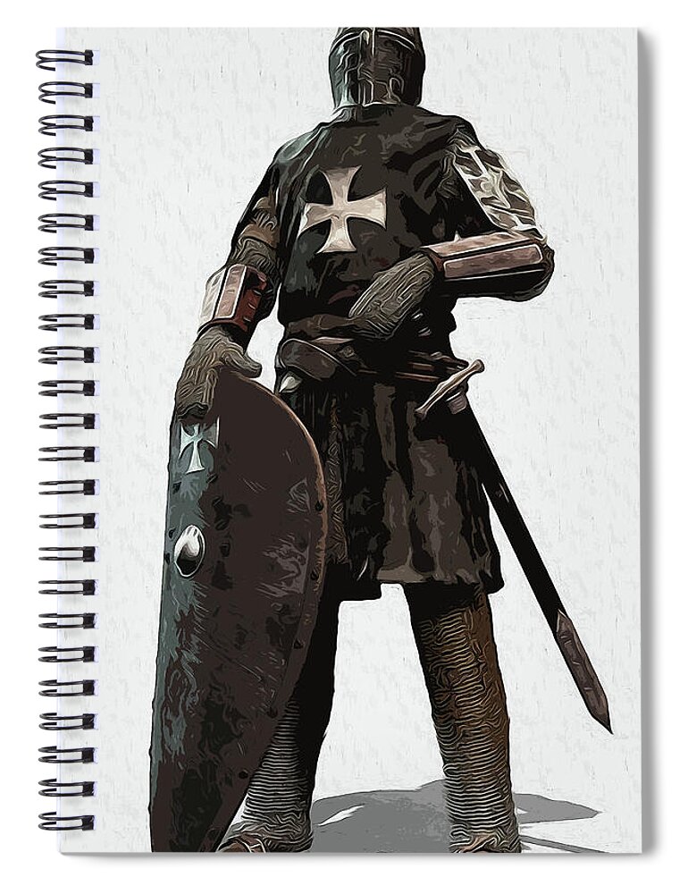 Medieval Infantry Spiral Notebook featuring the painting Medieval Warrior - 06 by AM FineArtPrints