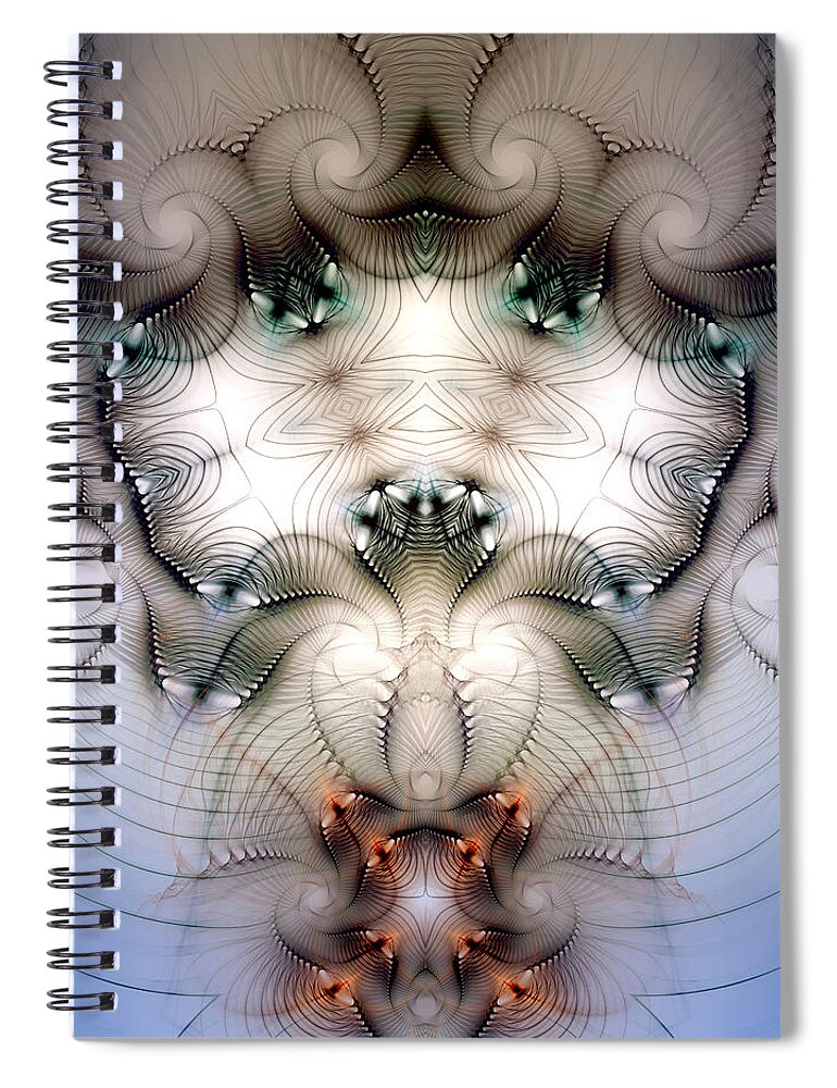 Abstract Spiral Notebook featuring the digital art Meditative Symmetry 4 by Casey Kotas