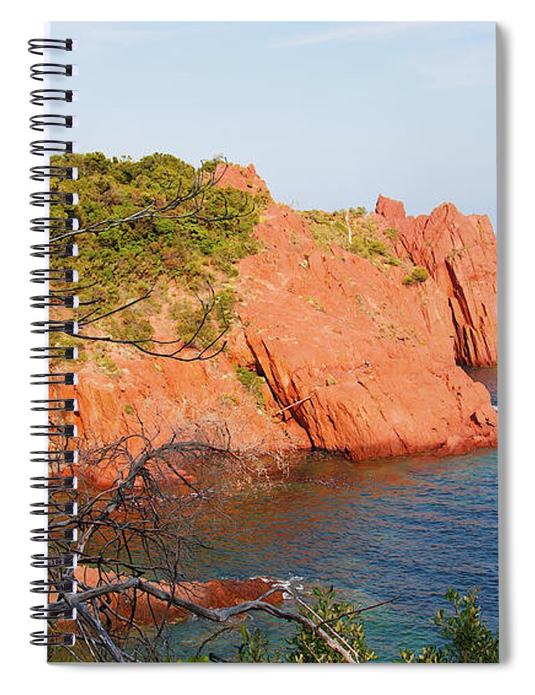 Mediterranean Spiral Notebook featuring the photograph Mediterranean coast in Provence by Tatiana Travelways