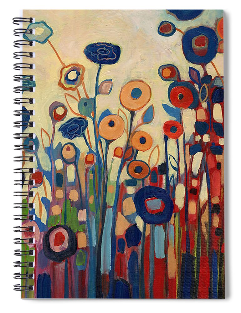 Abstract Spiral Notebook featuring the painting Meet Me in My Garden Dreams by Jennifer Lommers