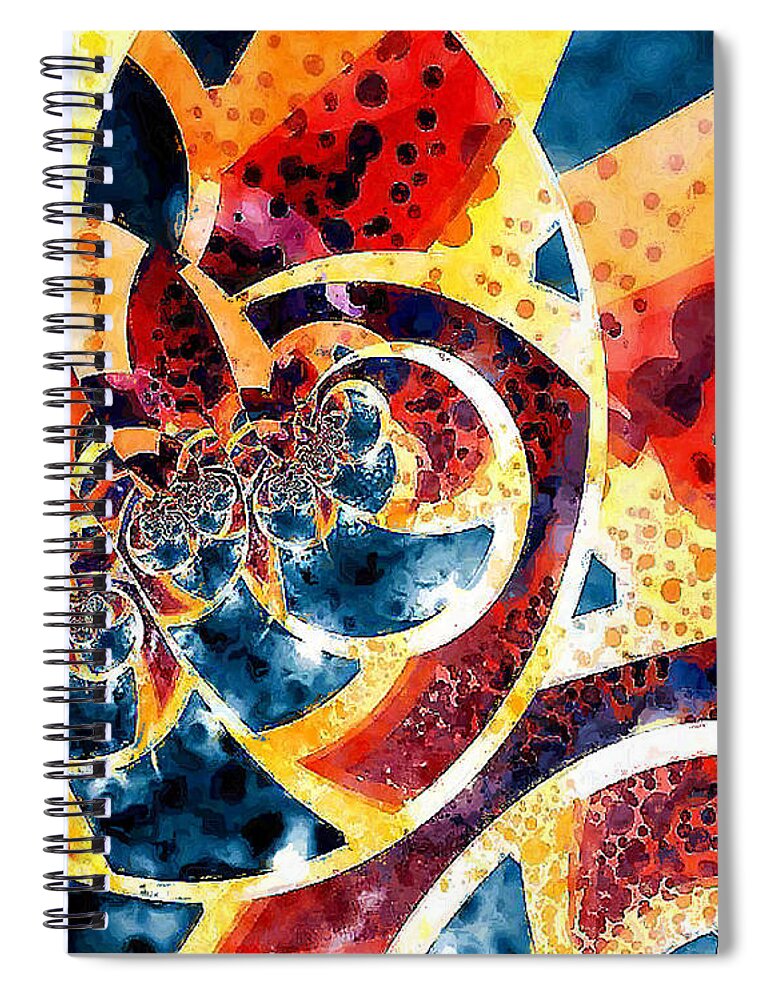 Fractal Spiral Notebook featuring the digital art Melon and Blueberry Melange by Charmaine Zoe