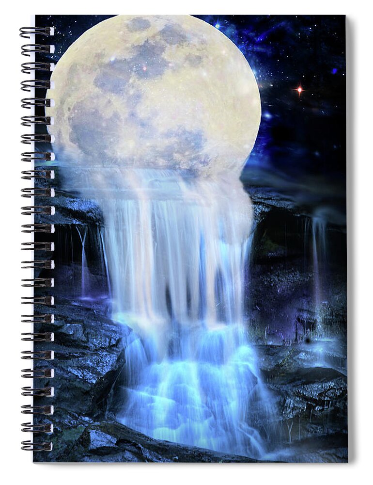 Moon Spiral Notebook featuring the digital art Melted moon by Lilia D