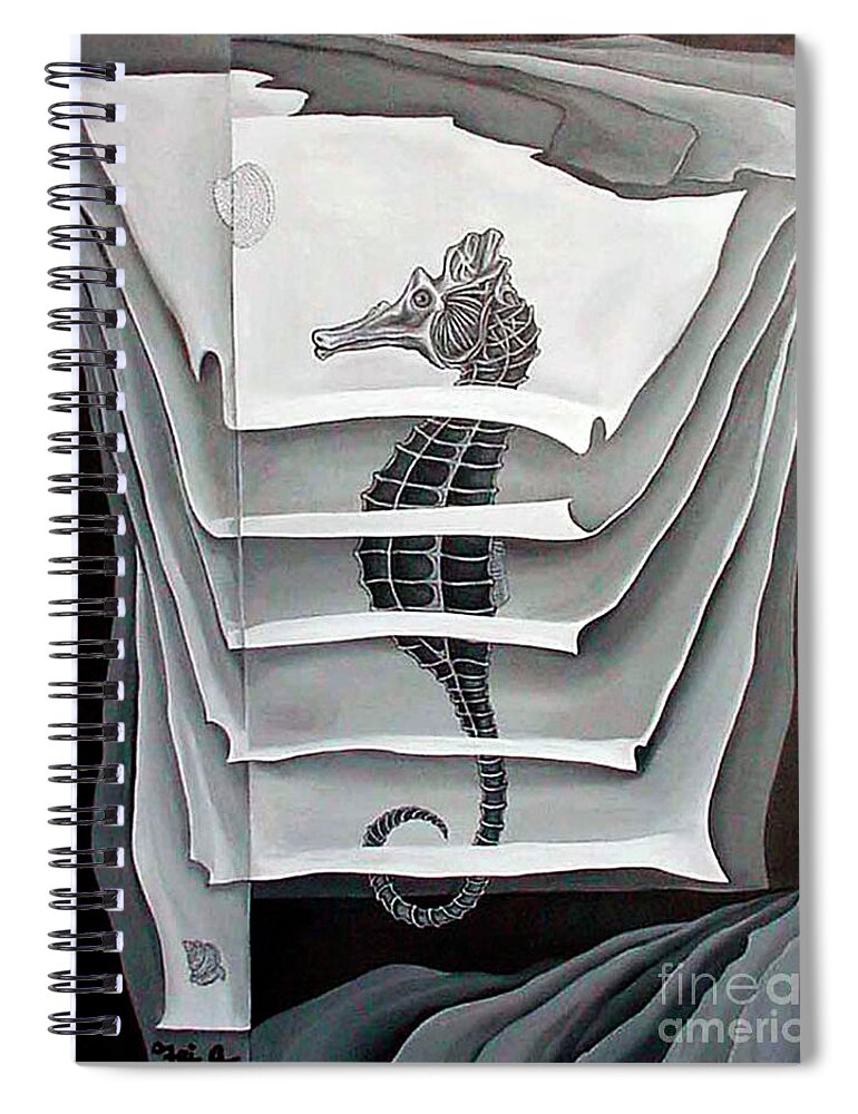 Seahorse Spiral Notebook featuring the painting Memory layers by Fei A